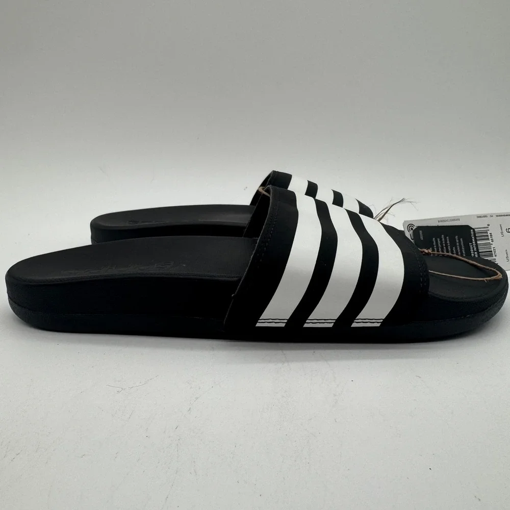 Adidas Adilette Comfort Slides Black White 3-Stripes Unisex US Men's 5 Women's 6